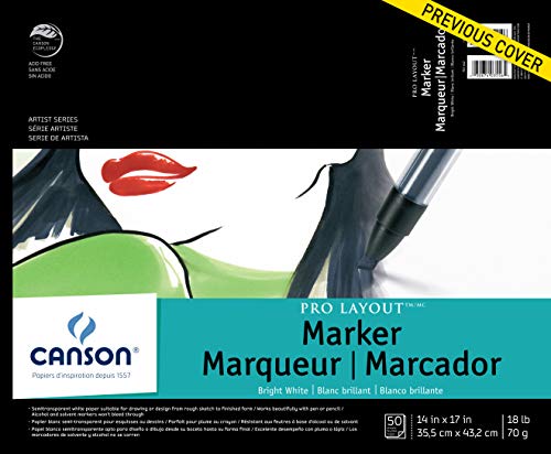 Canson Artist Series Pro Layout Marker Pad, 14” x 17”, Fold-Over Cover, 50 Sheets (100511049), 14" x 17", White