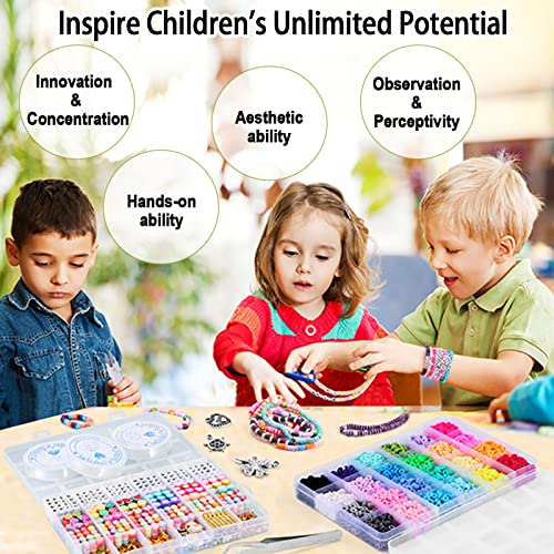 7400 Pcs Clay Beads Flat Round Clay Beads for Jewelry Making Crafts Gift for Girls Ages 3-12(2 Box)