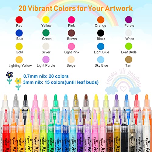 35 Premium Acrylic Paint Marker Pens, Double Pack of Both Extra Fine and Medium Tip, for Rock Painting, Mug, Ceramic, Glass, Wood, Fabric, Canvas, Metal, Pumpkin, DIY Crafts Making Art Supplies