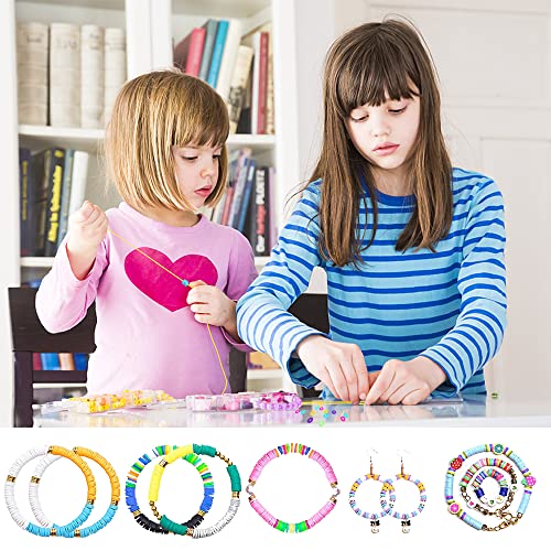 MIIIM 3600 PCS 10 Strands Clay Beads Polymer Clay Beads for Jewelry Making, Vinyl Heishi Beads 6mm for Surfer Bracelets Necklace Making (Blue)