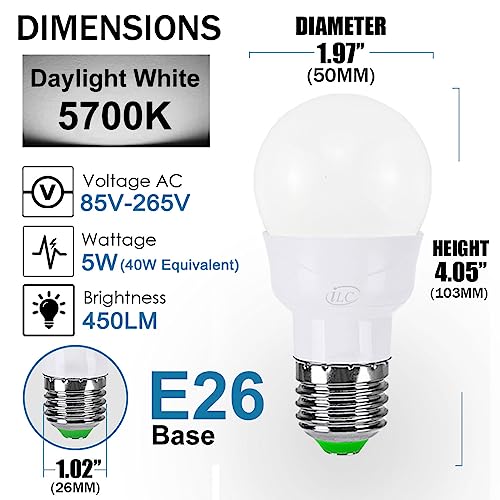iLC RGB LED Light Bulb, Color Changing 40W Equivalent,5700K Daylight White, 450LM Dimmable 5W E26 Screw Base RGBW, Mood Light Bulb - 12 Color Choices - Timing Infrared Remote Control Included (4 Pack)