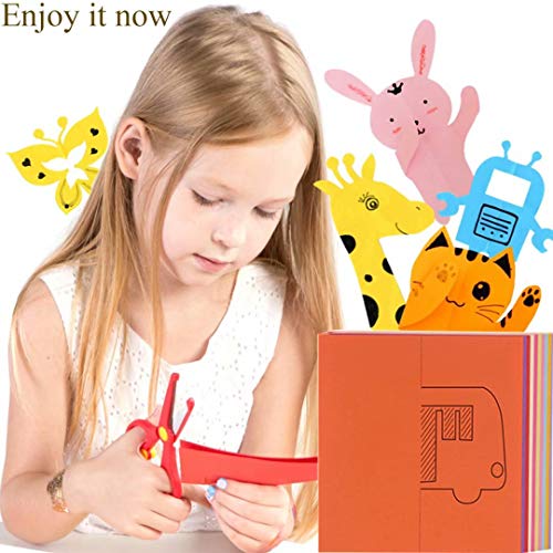 QIAONIUNIU Fun Paper-Cut Set; Paper Cutting; Paper Art; Scissor Skills Activity Cutting Book; Kids Scissors Crafts Kits Preschool-120 Pages with A Pair of Child-Safe Scissors
