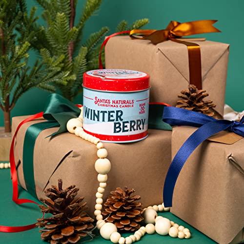 Santa's Naturals Winterberry Christmas Candle | Warm Cider Fragrance | Notes of Cinnamon, Orange, and Clove | Sustainably Sourced Soy and Beeswax | 30 Hour Burn Time | 9oz | 2 Pack