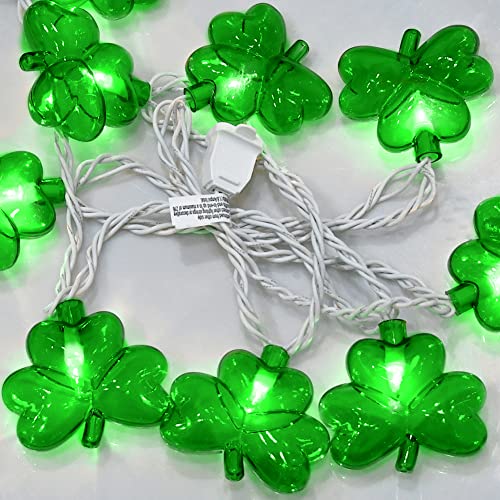 Pallerina Outdoor St. Patrick's Day String Lights, 8.5Ft St. Patrick Decoration Lights with 10 Clover Lights, Plug in Shamrocks Lights Indoor for Garden Bedroom Birthday, Green Clover Decor