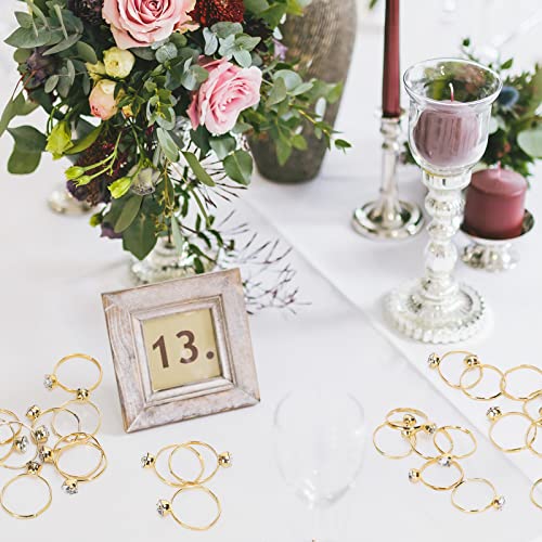 Whaline 36 Packs Gold Diamond Engagement Rings Bridal Shower Rings for Wedding Table Decorations, Party Supply, Favor Accents, Cupcake Toppers