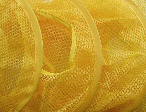 Libeder Stuffed Animal Storage Mesh Hanging Storage Space Saver Bags Organizer,Foldable Storage Organizer 4 Compartments Toy Storage Basket for Kids Room Bathroom 2 Sets Yellow