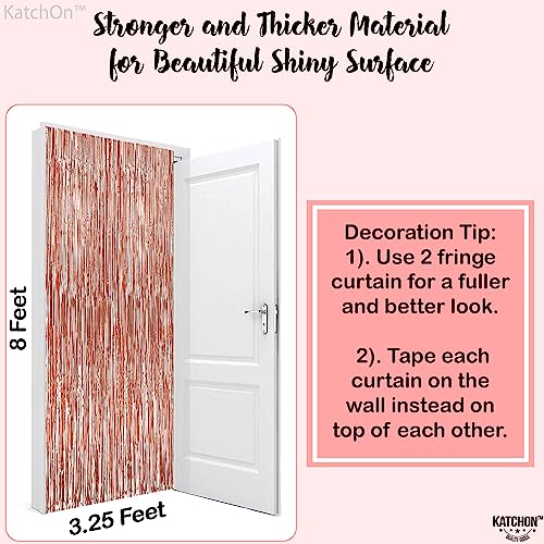 KatchOn, Rose Gold Fringe Curtain - XtraLarge 6.4x8 Feet, Pack of 2 | Rose Gold Backdrop, Bachelorette Party Decorations, Rose Gold Party Decorations | Rose Gold Streamers, Rose Gold Birthday Backdrop