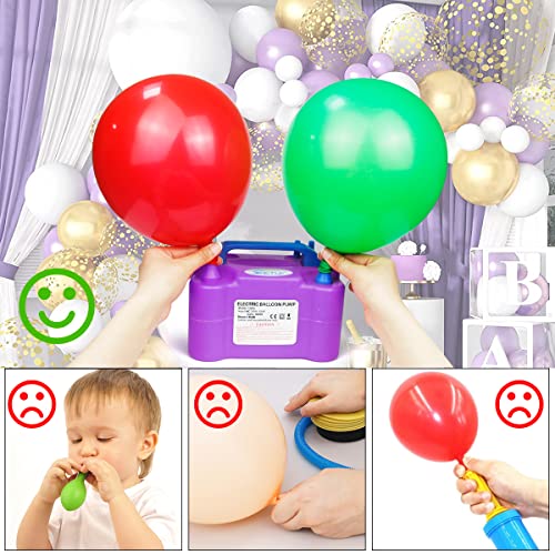 Electric Balloon Pump Portable Balloon Pump Electric Air Balloon Pump Electric Balloon Inflator, Balloon Decorations for Birthday Parties, Weddings, Festivals and Party（Purple）