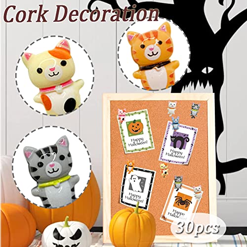 30 pcs Cute Cat Push Pin Decorative Thumb Tacks Animal Push Pins for Photo Wall Maps Memo Note Bulletin Board or Cork Boards Multi-Functional Pushpin Tool Office Accessories