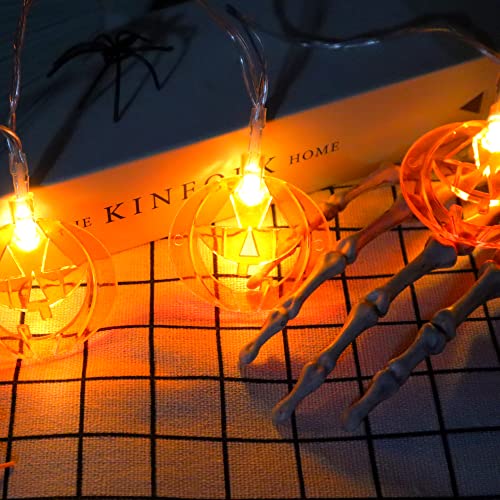 Halloween Pumpkin String Lights Battery Operated 10Ft 20 LED Orange Pumpkins Fairy Light 2 Modes Indoor Outdoor Twinkle Spooky Decorations for Halloween Thanksgiving Fall Bedroom Fireplace Party Patio