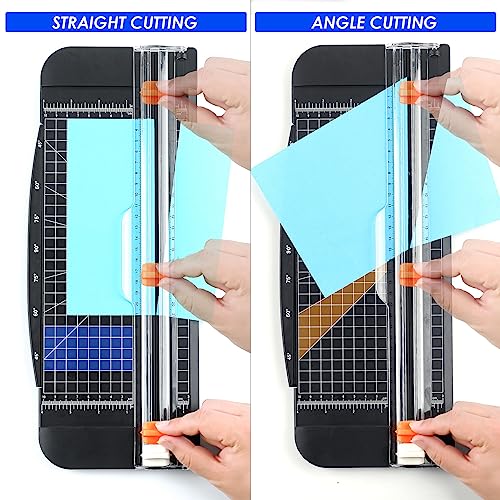 CREGEAR Paper Cutter 12 Inch Paper Trimmer with Scoring Blade, Paper Cutters for Cardstock Scrapbooking Tool with Automatic Security Safeguard and Side Ruler, Portable Paper Cutter for Crafting, Black
