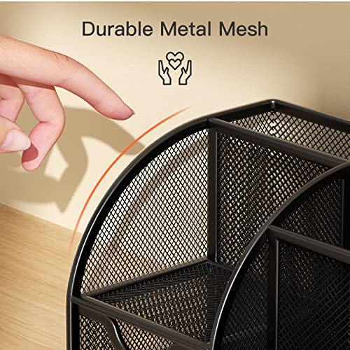 Pipishell Mesh Desk Organizer Multifunctional Desktop Office Supplies Holder with 6 Compartments and 1 Drawer for Home School Classroom