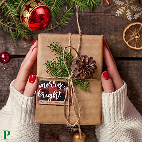 80-Count Foil Kraft Christmas Tags Sticker，8 Jumbo Designs - Xmas to from Christmas Stickers Name Tags Write On Labels - Holiday Present Labels