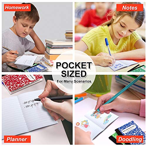 feela Composition Notebook, Mini Sized 30 Pack 5 Colors Narrow Ruled Mini Composition Books Bulk, Small Pocket Marble Cute Journal Notebooks for Kids School Home Office, Pocket Sized 4.5 x 3.25 in