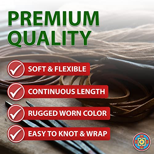 Mandala Crafts Round Cowhide Genuine Leather String Cord, Natural Rawhide Rope for Jewelry Making, Kumihimo Braiding, Shoelaces (2mm, Black)