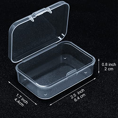 SATINIOR 24 Packs Small Clear Plastic Beads Storage Containers Box with Hinged Lid for Storage of Small Items, Crafts, Jewelry, Hardware (2.5 x 1.7 x 0.8 Inches)