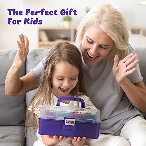 Loopa Rubber Bands Kit , 10,000+ Colorful Bands Refill Set for Kids, DIY Loom Bracelets Making Set with Beads & Endless Accessories - Box Case Included
