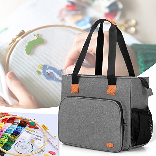 Luxja Embroidery Project Carrying Bag, Embroidery Kits Storage Bag (Bag Only), Gray
