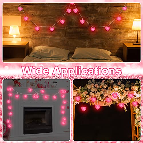 Mudder 16 Feet/ 5 m 20 LED Heart String Lights Valentine's Day Heart Plastic Light Set Battery Operated Fairy String Lights for Valentines, Wedding, Christmas, Birthday Party Decor (Pink)