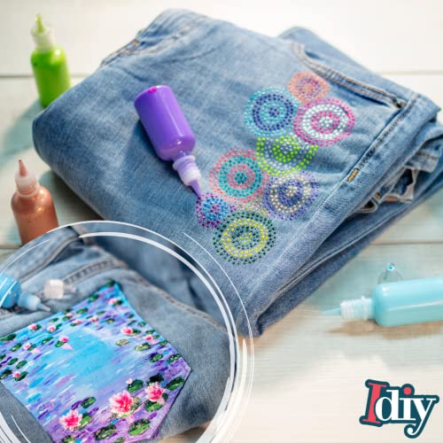 DIY Fabric Paints (8 GLITTER Colors)- 1oz bottles- Ultra Bright 3D Fabric T Shirt Clothing Soft Paint, Non-Toxic Water-Based, Washable, Permanent, Classroom, Kids Birthday Party Art Craft, Summer Camp