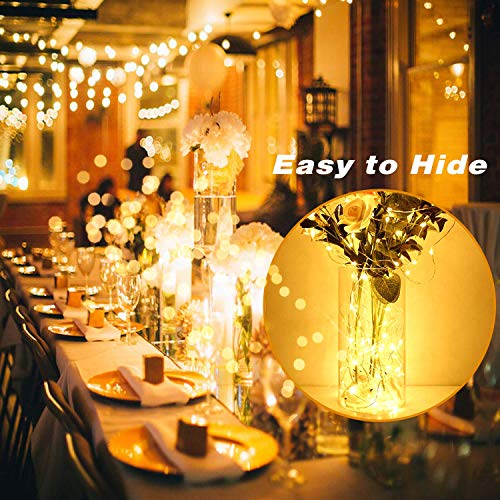 MUMUXI LED Fairy Lights Battery Operated String Lights [20 Pack], 7.2ft 20 Mini LED Lights Battery Powered White Twinkle Lights | Waterproof Copper Wire Lights Firefly Lights Mason Jars, Warm White