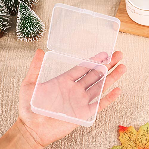 SATINIOR 12 Pack Clear Plastic Beads Storage Containers Box with Hinged Lid for Beads and More (3.70 x 3.70 x 1.18 Inch)