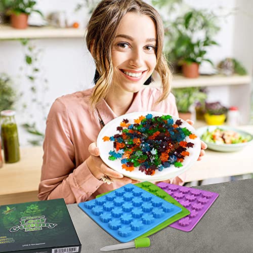 PJ BOLD Marijuana Weed Leaf Gummy Molds Silicone Candy Mold Kit - 3 Pack