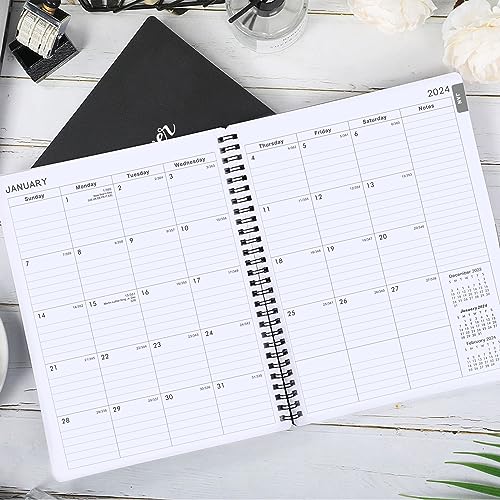 2024 Planner - 2024 Planner Weekly and Monthly from Jan. 2024 - Dec. 2024, 8" x 10", Planner 2024 with 12 Monthly Tabs, Classic Black, Thick Paper, Twin-Wire Binding, Perfect Organizer