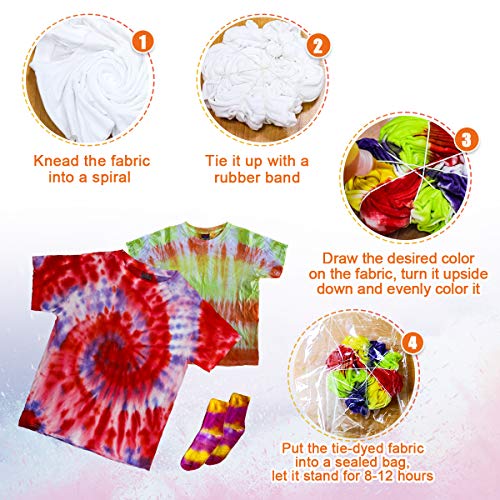 Meland Tie Dye Kit with 3 White T-Shirts, 18 Colors DIY Fabric Tye Dye for Clothes, Arts and Craft for Kids Girls Age 8-12 Year Old, Birthday Christmas Gift for Girls 4,5,6,7,8,9,10,11,12 Year Old