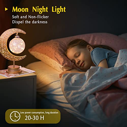 Moon Lamp, Enchanted Lunar Lamp, Ramadan Decorations Lamp for Bedroom, Magic Kids Night Lights, Crescent Moon Light, Battery Operated Table Lamp, Galaxy Light, Eid Home Decor, Christmas Decor, Gifts