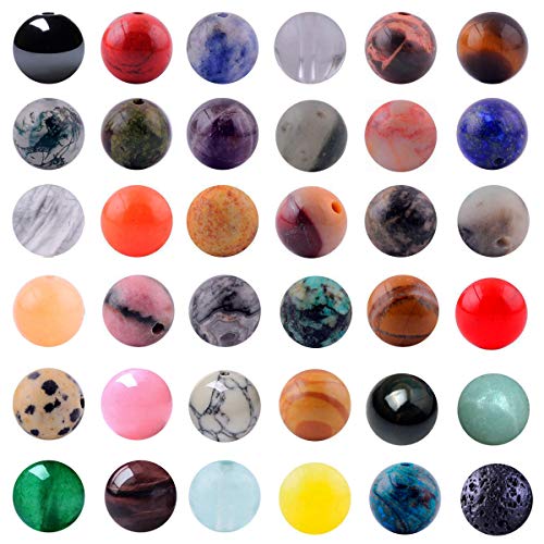 Natural Stone Beads 100pcs Round Genuine Real Stone Beading Loose Gemstones Hole Size 1mm DIY Smooth Bead for Bracelet Necklace Earrings Jewelry Making (Natural Stone Beads Multicolor, 8mm)