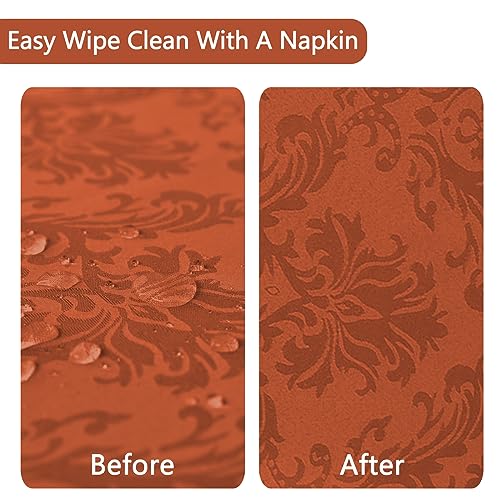 SASTYBALE Rectangle Tablecloth - 52 x 70 Inch Rust Cream Spill Wrinkle Proof Damask Table Cloth, Fall, Harvest, Thanksgiving Tablecloths, Soft Polyester Oblong Table Cover for Kitchen Parties