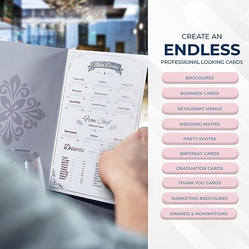 White Cardstock Printer Paper By Hamilco (50-Pack)- 8.5 x 11” Thick Card Stock For Card Making- 80lb Heavyweight Stationery Card Stock Paper Cover- Great For Invitations, Birthdays, Awards, Brochures