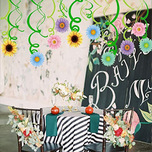Wishlife 30Ct Autume Summer Spring Sun Flowers Hanging Swirl Decorations,Themed Birthday Party,Party Supplies,Ceiling Decorations for Girls,Boys,Kids, Bedroom,Classroom,Baby Shower
