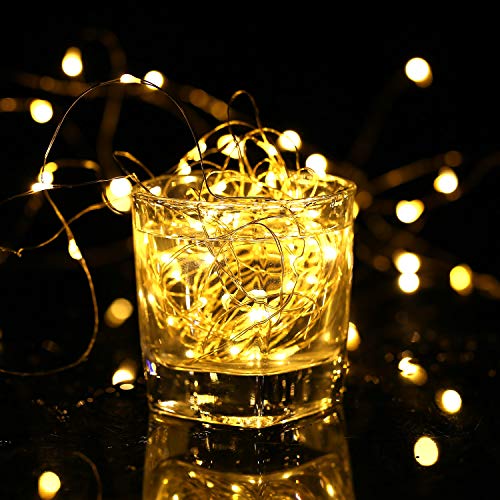 TingMiao Fairy Lights 33ft 100 LED String Lights Battery Operated with Remote Waterproof Copper Wire Lights for Indoor Decorative Lights