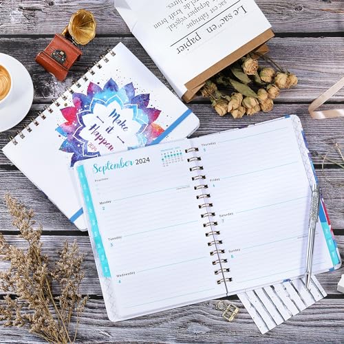 2024 Planner - Weekly & Monthly Planner 2024, 6.4” × 8.5”, Jan 2024 - Dec 2024, Flexible Hardcover, Strong Twin-Wire Binding,12 Monthly Tabs, Inner Pocket, Perfect Organizer
