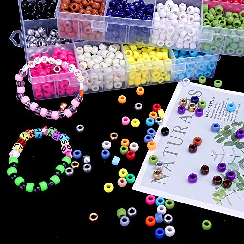 Greentime Pony Beads Jewelry Making Kit, 9mm Pony Beads Rainbow Opaque Beads Small Loose Spacer Beads for Friendship Bracelet Jewelry Necklace Making Crafts (2280PCS 24colors)