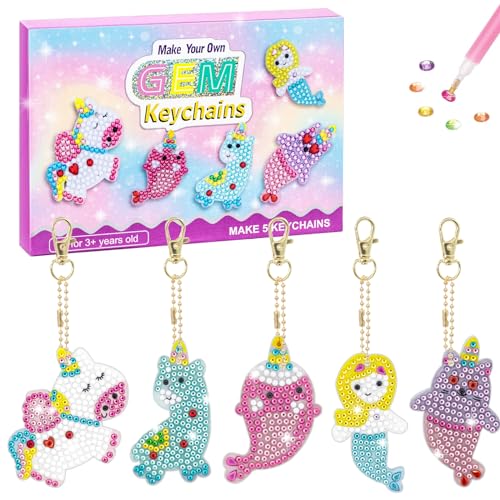 Arts and Crafts for Kids Ages 8-12 - Diamond Painting Kits - Gem Art Keychains Paint by Numbers Kit - Best Tween Girls Gifts Ideas - Kids Diamond Art - Art Supplies for Girls Toys Ages 4 5 6 7 8 9 10