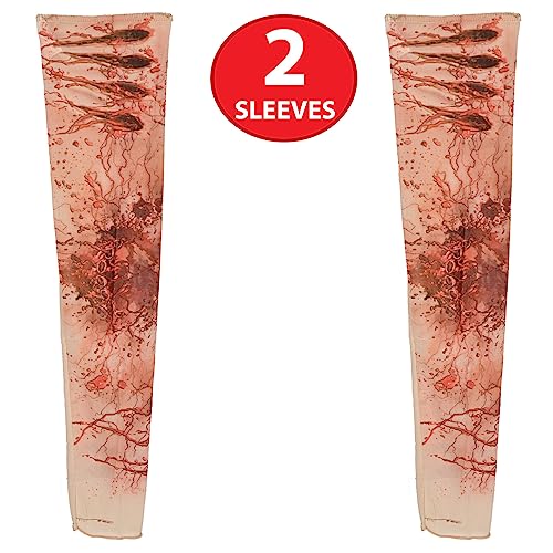 Beistle Zombie Bite Party Sleeves 1 Pair Halloween Wearing Apparel, Costume Accessory, One Size, Red/Black/Tan