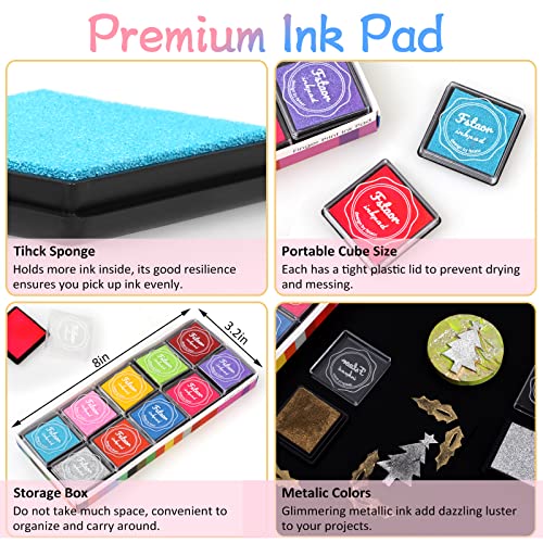 Fstaor 20 Colors Washable Ink Pads for Kids Rubber Stamps, Finger Print Crafts Stamp Pad for Kids, Paper, Scrapbooking, Fabric,Wood (Pack of 20)