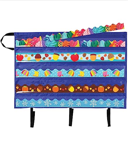 Carson Dellosa Teacher Bulletin Board Storage, Foldable Border Storage for Storage Pocket Chart—Organize Bulletin Board Borders and Wall Borders, Border Storage with Pockets (41" x 24.5")
