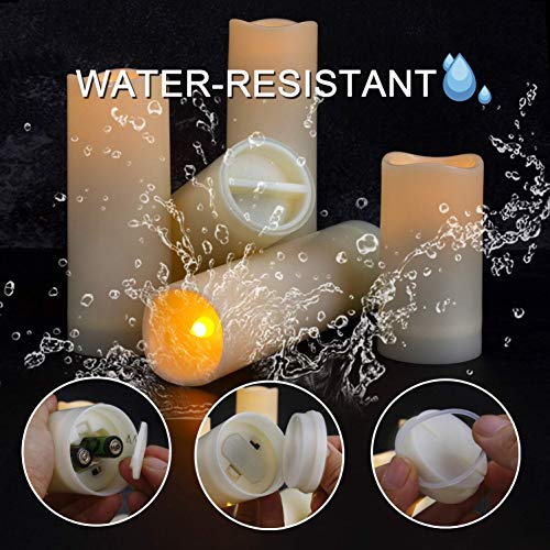 Aignis Flameless LED Candles with 10-Key Remote & Timer, Outdoor Indoor Waterproof Battery Operated Candles for Home/Wedding Décor, Exquisite Set of 12 (D2.2'' x H4''5''6''7'')