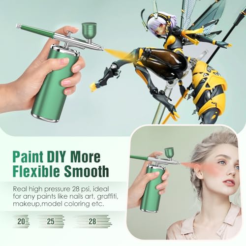 Airbrush Kit for Paint Nails - Cordless Airbrush Kit with Compressor Portable Nail Airbrush Machine 0.3mm Nozzle Rechargeable Air Brush Kit for Model Painting Makeup Barber Tattoo Food Cake Decor