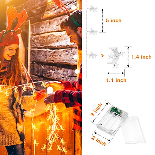 AceList 20ft 40LED Moon & Star Fairy Lights - Warm White String Lights, Battery & USB Powered, 2 Modes, for Kids' Rooms, Gardens, Camping, Balcony, Holidays, Parties, Weddings, Gifts, Home Decor