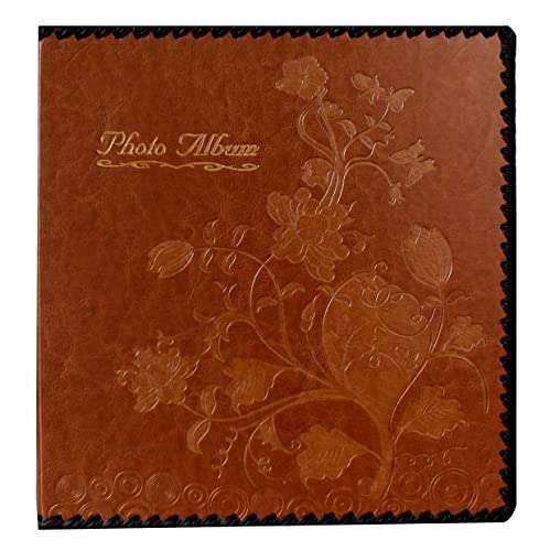 Beautyus Photo Album Book, Family Album, Leather Cover, Holds 3x5, 4x6, 5x7, 6x8, 8x10 Photos (Brown)
