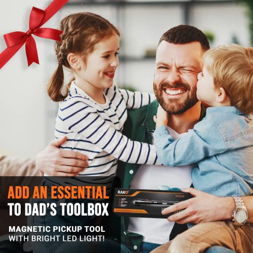 RAK Magnetic Pickup Tool - Birthday Gifts for Men - Telescoping Magnet Pickup Tool with Bright LED Lights and Extendable Neck - Cool Gadgets Gifts for Men