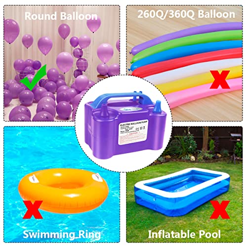 Electric Balloon Pump Portable Balloon Pump Electric Air Balloon Pump Electric Balloon Inflator, Balloon Decorations for Birthday Parties, Weddings, Festivals and Party（Purple）