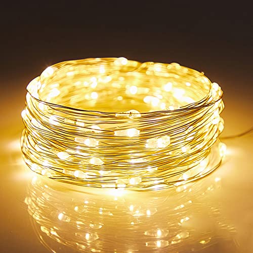 WATERGLIDE 12 Pack Fairy Lights Battery Operated (Included), 6.5ft 20 LED Mini String Lights, Waterproof Silver Wire Firefly Starry Lights for DIY Wedding Christmas Party Mason Jars Decor, Warm White