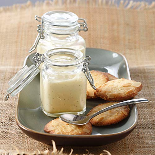 Spice Jars, SPANLA 12 Pack 4oz Small Glass Jars with Airtight Hinged Lid, With 12 Spice Labels & Silicone Funnels, Airtight Glass Jars for Spices, Art Craft Storage (12 Pack)