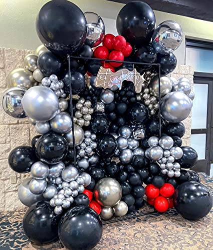 Bezente Black Balloons Latex Party Balloons - 100 Pack 12 inch Round Helium Balloons for Black Themed Wedding Graduation Anniversary Birthday Party Backdrop Decorations